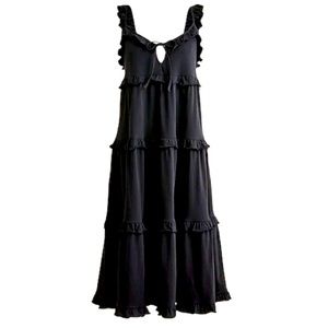 NWT J. Crew Tiered knit keyhole maxi dress in Black
